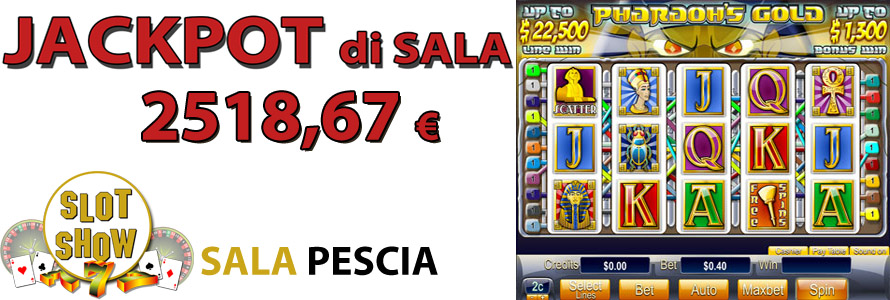 Vinti 2518,67 euro alla SALA SLOT SHOW DI PESCIA!