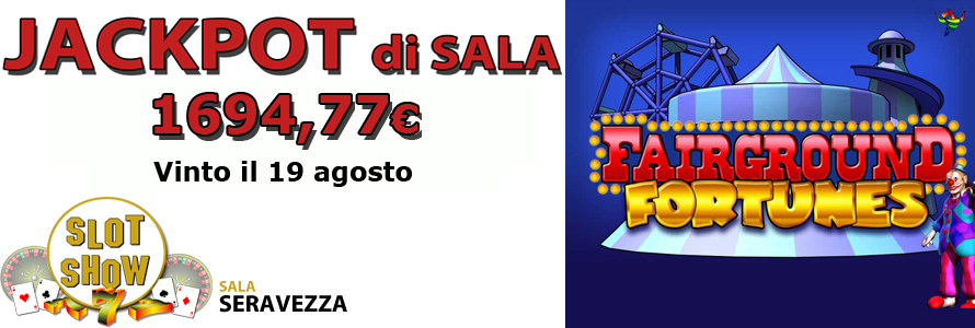 Nuova vincita da 1.694,77 euro alla Sala Slot Show di Seravezza