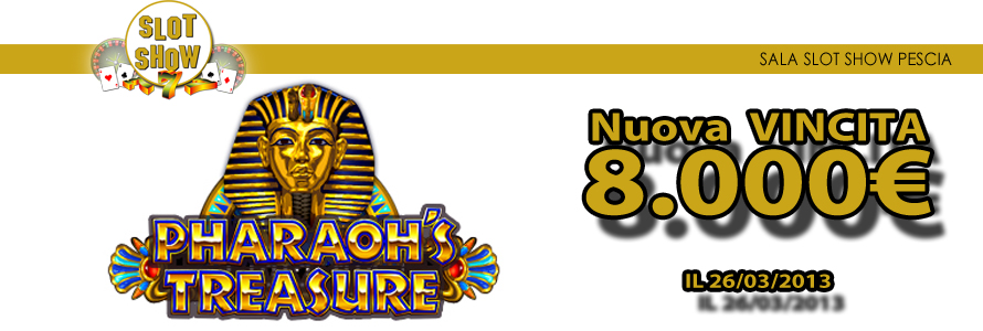 Vinti 8.000 euro con il gioco Pharaoh's!